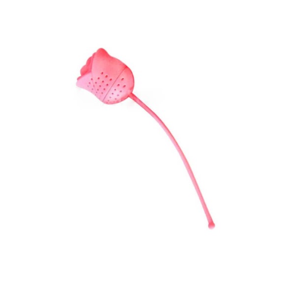 Tea filter, infuser, rose form, pink color